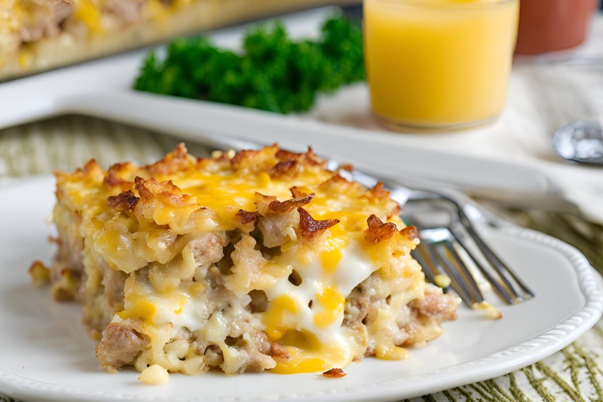 The Ultimate Sausage, Egg, and Cream Cheese Hashbrown Casserole Recipe